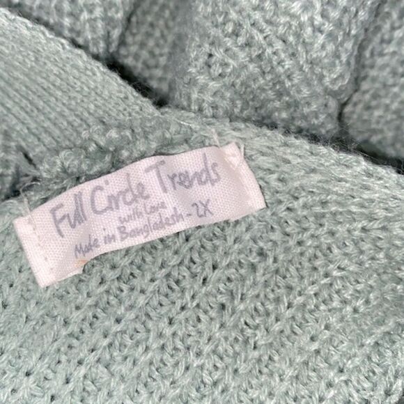 Full Circle Trends green sweater with fringe size 2X - Picture 4 of 6